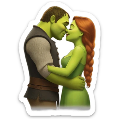 shrek kissing fiona sticker