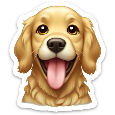 Size: 300px cartoon flat chibi golden retriever drooling emote sticker