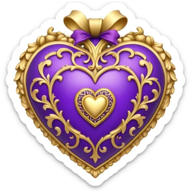 rococo heart purple sticker