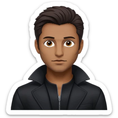 Shadow Moon (Male) from American Gods with tan skin, dark brown hair, black outfit sticker
