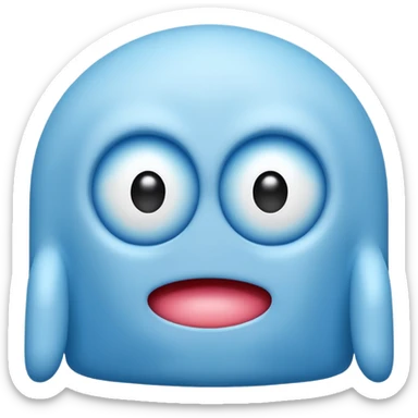 Sky Blue Pacman ghost character with big eyes sticker