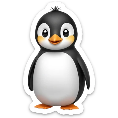 Cute cartoon penguin with a round belly, standing upright sticker