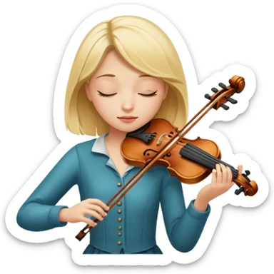 blond girl playing a violin, eyes closed sticker