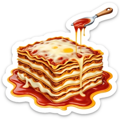 surreal salvadore dali style melting spam meat lasagna landscape sticker