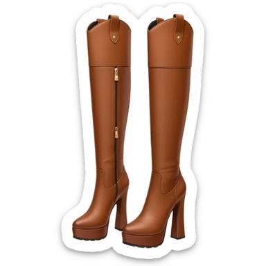 brown y2k heeled knee high boots sticker