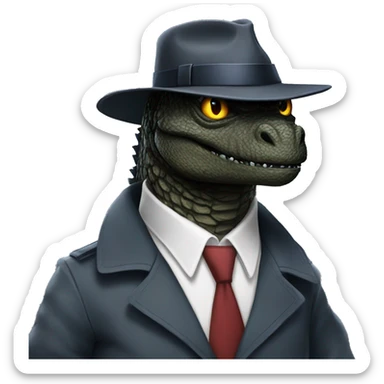 Godzilla dressed as a detective sticker