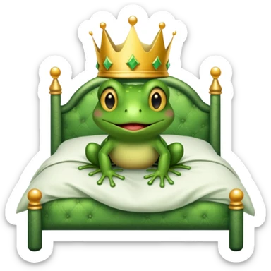 Frog with crown in a double bed  sticker