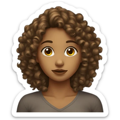 curly hair brown girl thinking sticker