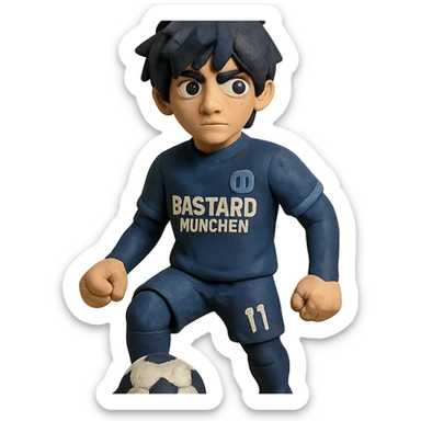 Bastard München soccer player from Blue Lock anime in claymation style sticker