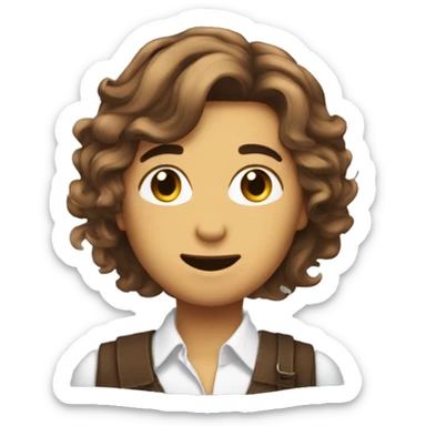 metise au yeu maron cheuveux friser sticker