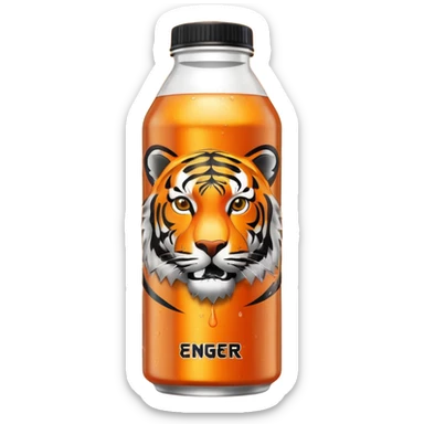 bottle of energy drink with a tiger on it sticker