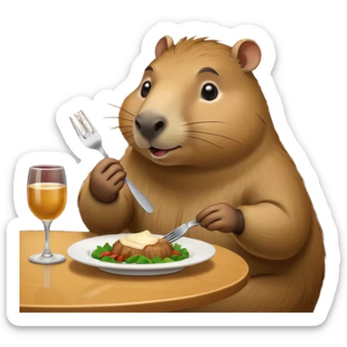 capibara  at a restaurant table sticker
