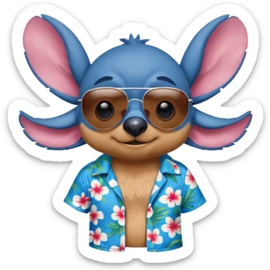 Stitch realista en la playa sticker