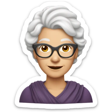 Beautiful White 70 year old white lady Warrior Princess with glasses  sticker