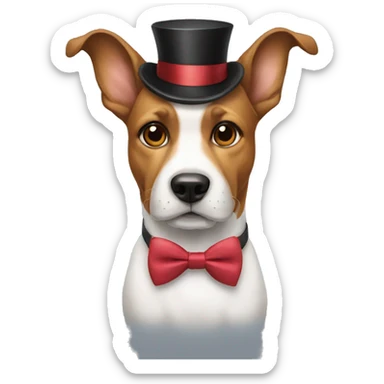 A dog with a Bowtie sticker
