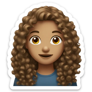 A curly haired girl with long brown hair and long hair  sticker