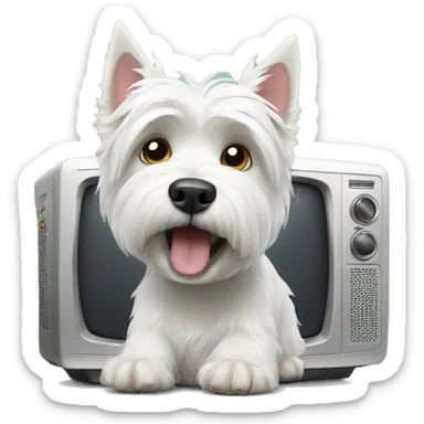 west highland terrier watching tv sticker