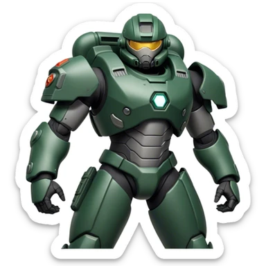 Cinematic Realistic StarCraft Terran Marine Portrait, captured in a dynamic, battle-ready stance, with every muscle defined beneath intricately detailed tactical armor in consistent dark green and grey. His steely eyes and resolute posture, rendered with dynamic, high-contrast lighting, exude raw power and relentless focus, high shine, evoking the epic spirit of a Terran Marine in combat. sticker