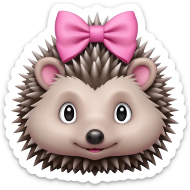 hedgehog with a pink bow sticker