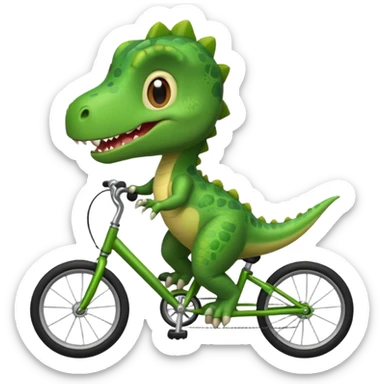 Baby dinosaur riding a bike  sticker