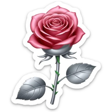 gray metal chrome rose, without green leaves, just flower sticker