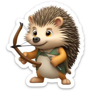 Hedgehog with a bow and arrow sticker