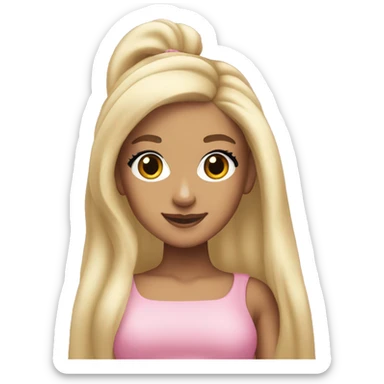 Blonde Ariana grande wearing pink sticker
