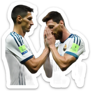lionel messi praying to cristiano ronaldo sticker