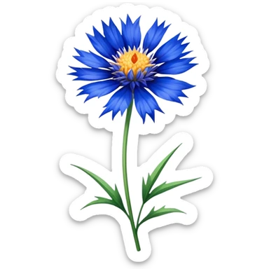 single Cornflower, straight stem sticker