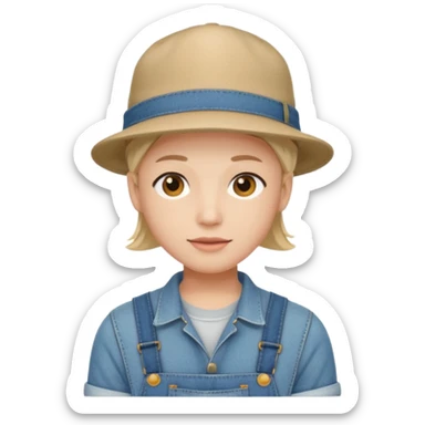 worker 1950 flat hat and overalls sticker