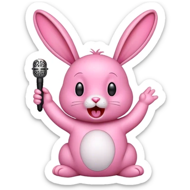 Pink rabbit sing sticker