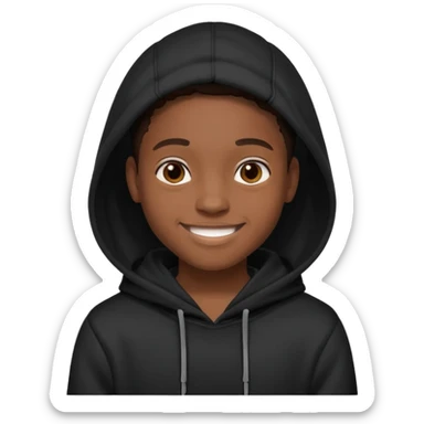 black young adult in a hoodie with care free persona sticker