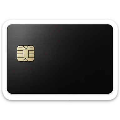 sleek black credit card with metallic shine, chip visible sticker