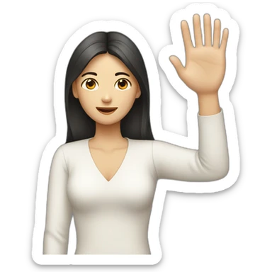 White man putting hand up to asian woman sticker