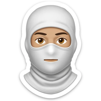 A confident hustler character wearing a white balaclava mask sticker