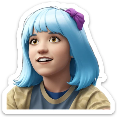blue haired girl meme sticker