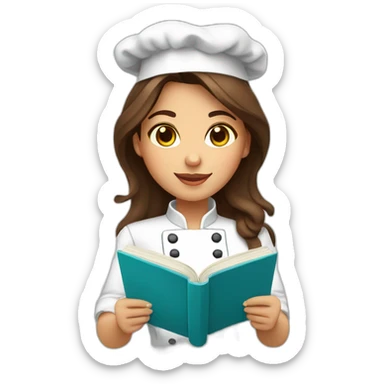 Ecuadorian cute female chef with cookbook and brown hair and brown eyes sticker