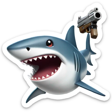 Shark with gun  sticker