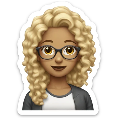 girl with curly blonde hair with glasses and earrings  sticker
