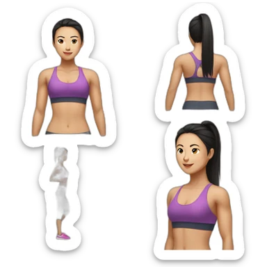 female asian fitness trainer sticker