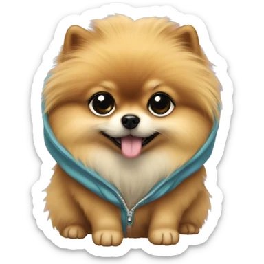 Throw back Pomeranian with a hoodie sticker