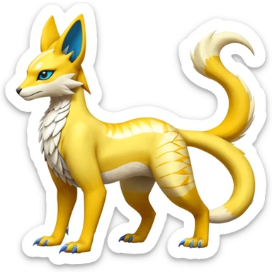 Latias-Vernid-Lombax-Renamon-Zeraora-Bastet-Fakémon-hybrid-fusion-creature, full body sticker