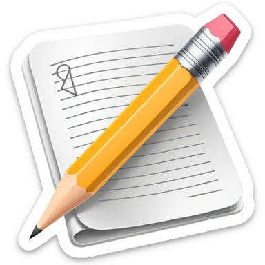 Minimalistic flat vector icon, iOS style, thin black contour on white background. Pencil with sketch lines on paper. No text, no shadows sticker