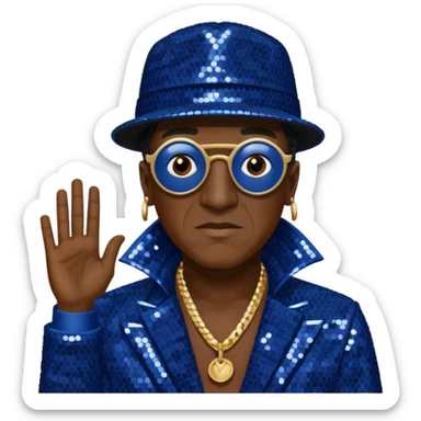 Flavor Flav with indigo sequin outfit sticker