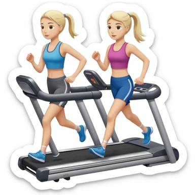две белокожие девушки ходят по беговой дорожке sticker
