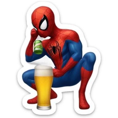 spider-man drinking beer sticker