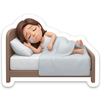 Sick woman Lying in bed in bed in funny position sticker