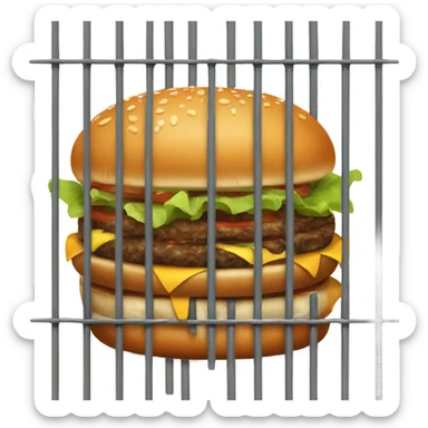 burger behind prison bars  sticker