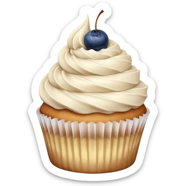 Vanilla cupcake with cinnamon frosting with blueberry jam dolloped on top sticker