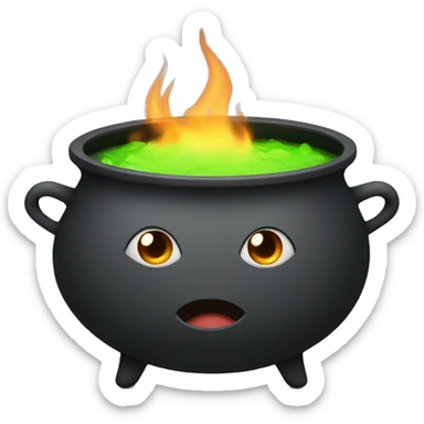 Cauldron with cute face sticker